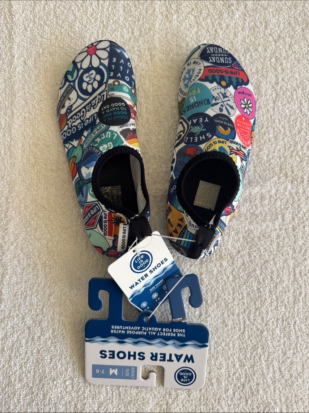 Life Is Good Multicolor Stickers Design Water Shoes - Picture 6 of 10